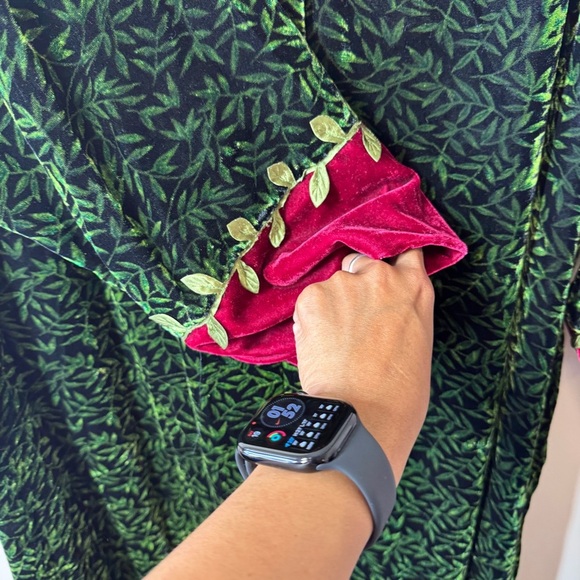 Vintage Goody Goody California Velvet Duster W/XL Green Pink Embroidered Dress - Picture 6 of 14